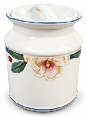 Citation Savannah Grove Vintage Magnolia Floral Stoneware Cookie Jar